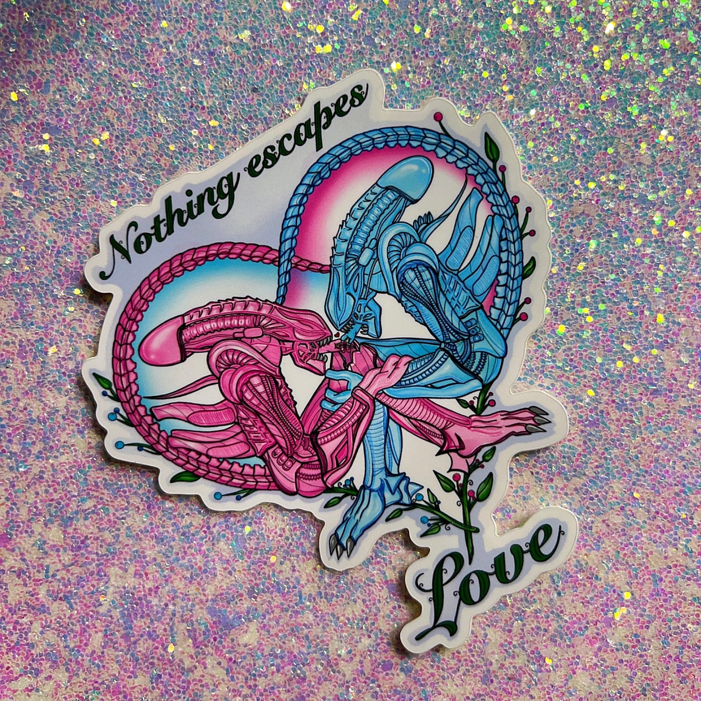 Pink and Blue Xenomorph vinyl sticker