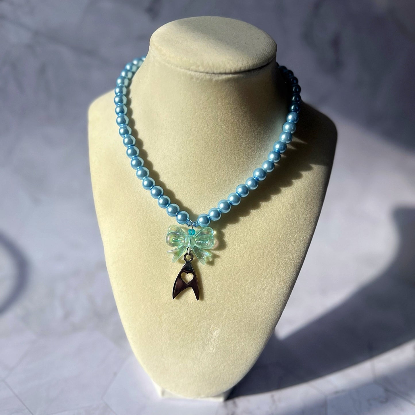 Blue Beaded Trekkie Choker