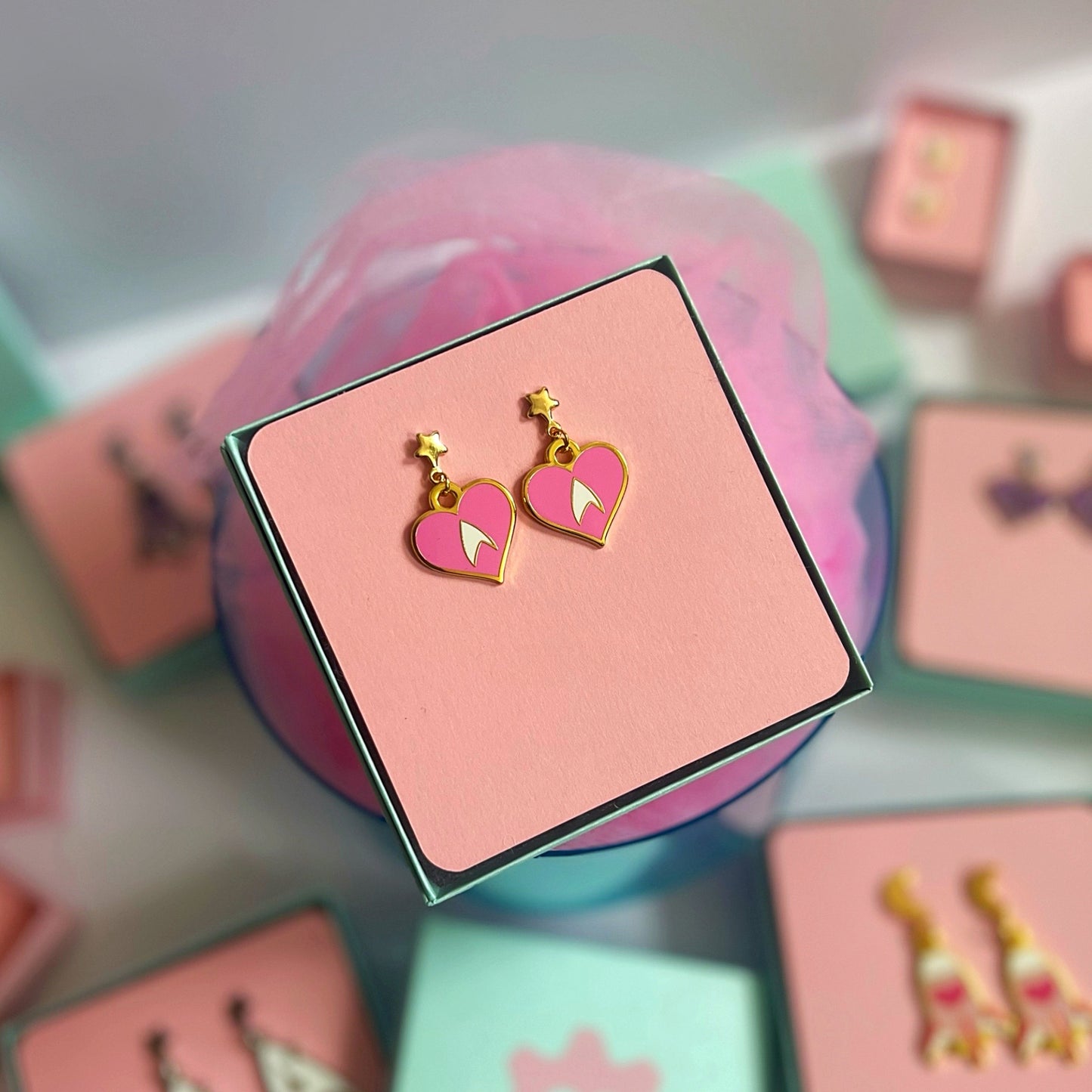 Pink Heart Delta Studs