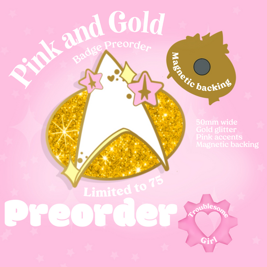 PREORDER: Pink and Gold Magnetic Badge